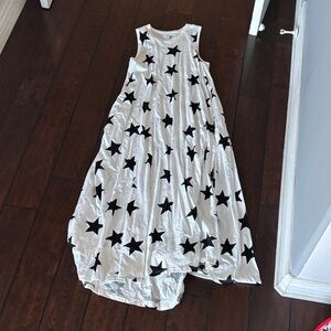 Nununu White Maxi Dress with Black Star Pattern